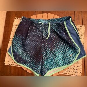 Nike Teal and Navy Girls Patterned Shorts